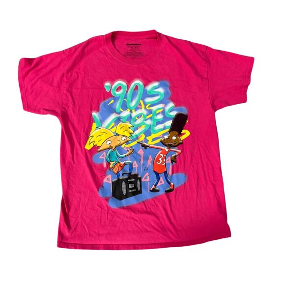 Nickelodeon Hey Arnold Bright Pink Graphic Tee - Size XL - Picture 1 of 2